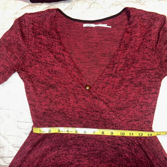 URBAN OUTFITTERS Kimchi Red Ballet Faux Wrap Knit Mini Dress Size L - Picture 5 of 6